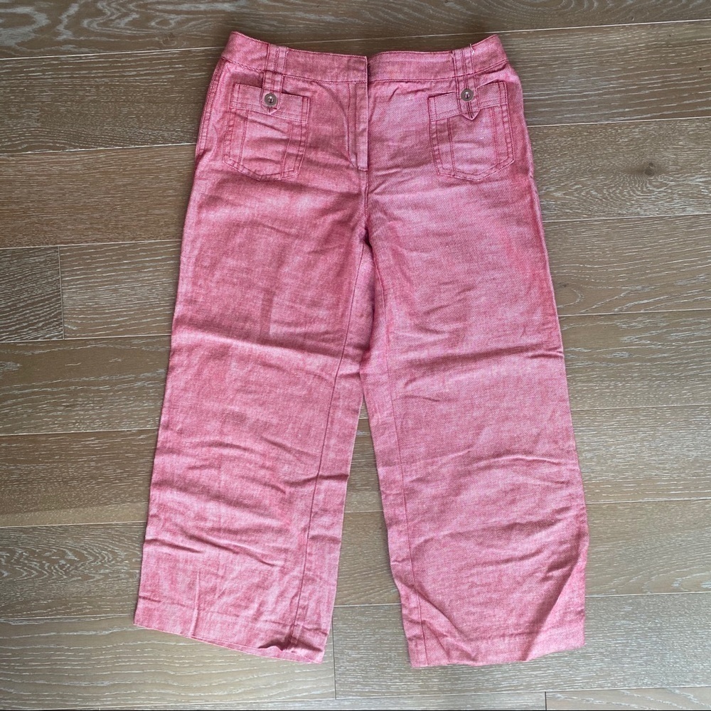 Express Linen & Cotton Summer Capri Pant | Red | 4 Small